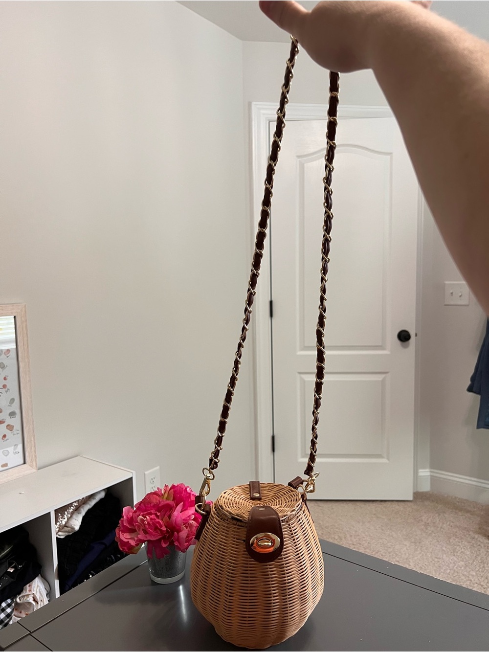 Free People Brown and Tan Woven Wicker Rattan Crossbody Bag - Picture 6 of 10